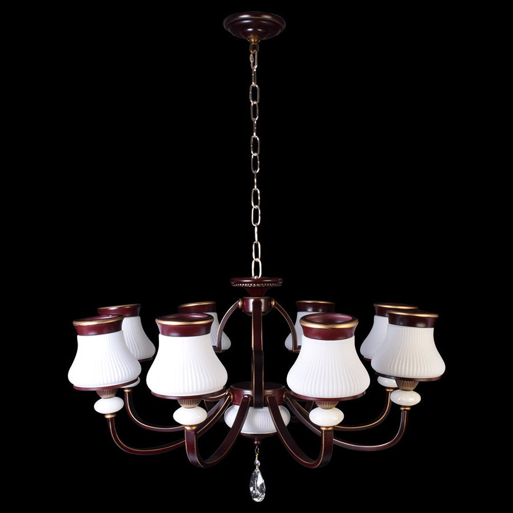 Brown Chandelier With White Glass - 8 Light-Starry Night