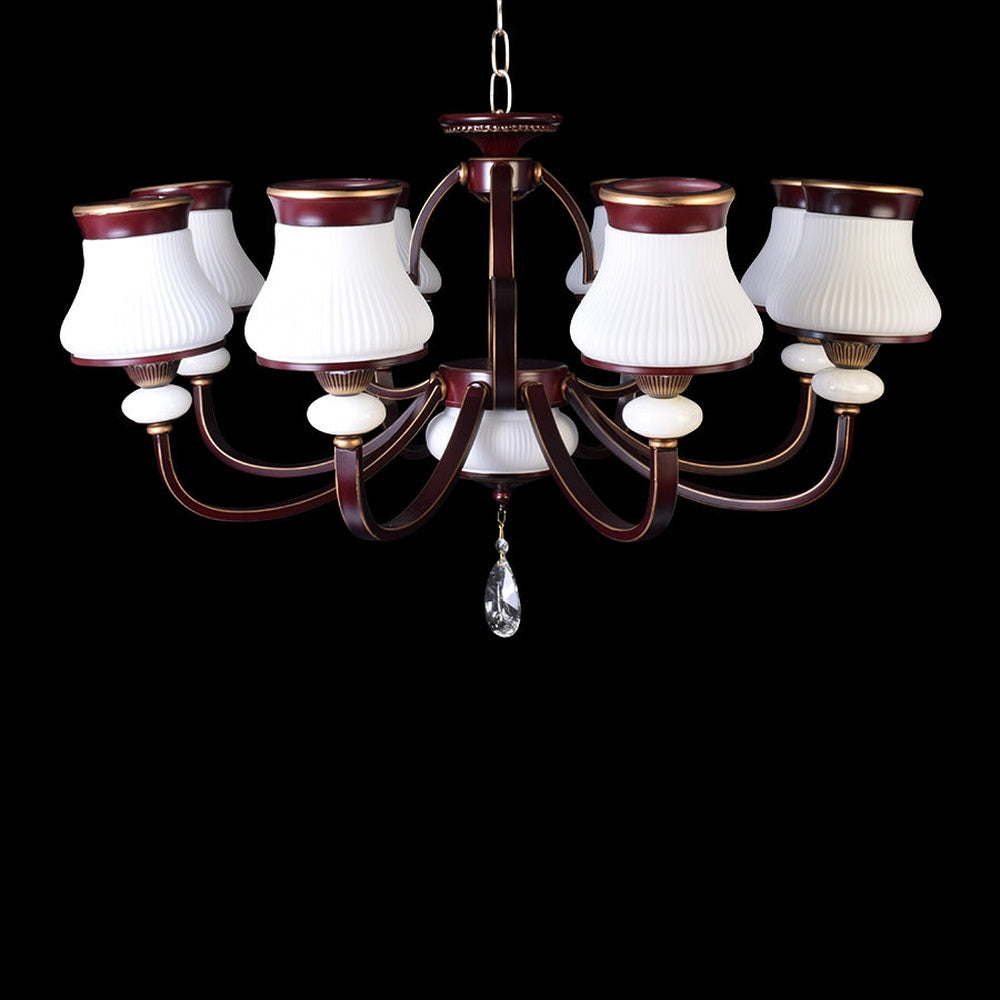 Brown Chandelier With White Glass - 8 Light-Starry Night
