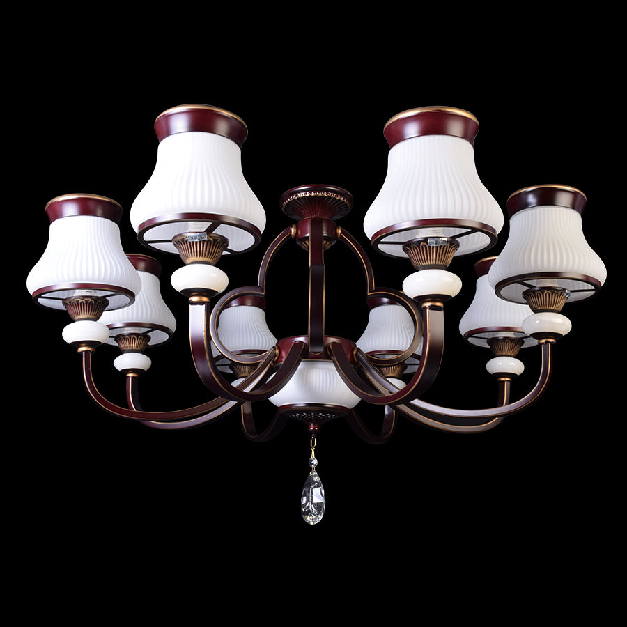 Brown Chandelier With White Glass - 8 Light-Starry Night