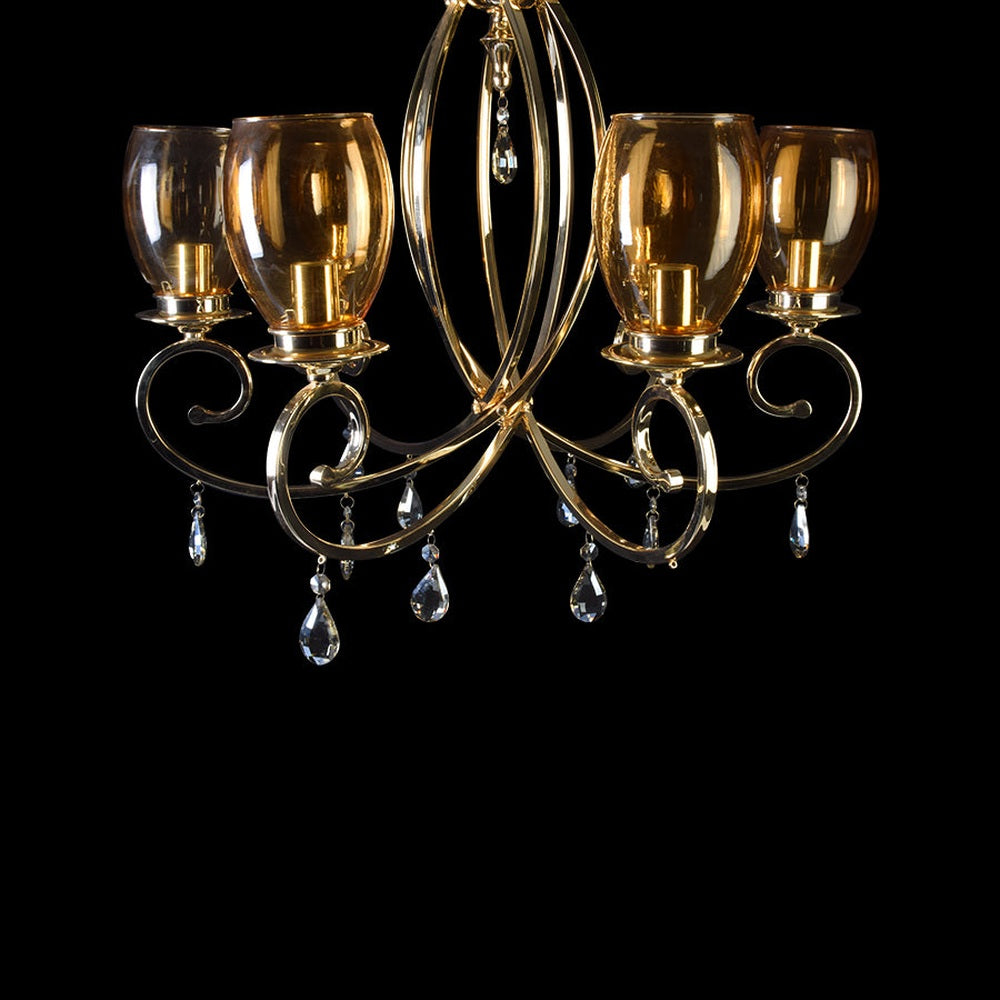 Romantic Gold Chandelier With Glass Shades - 6 Lights-Starry Night