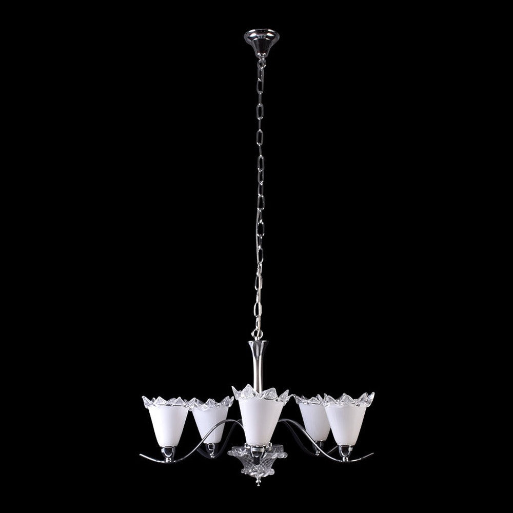 White Crystal Chandelier - 5 Lights-Starry Night