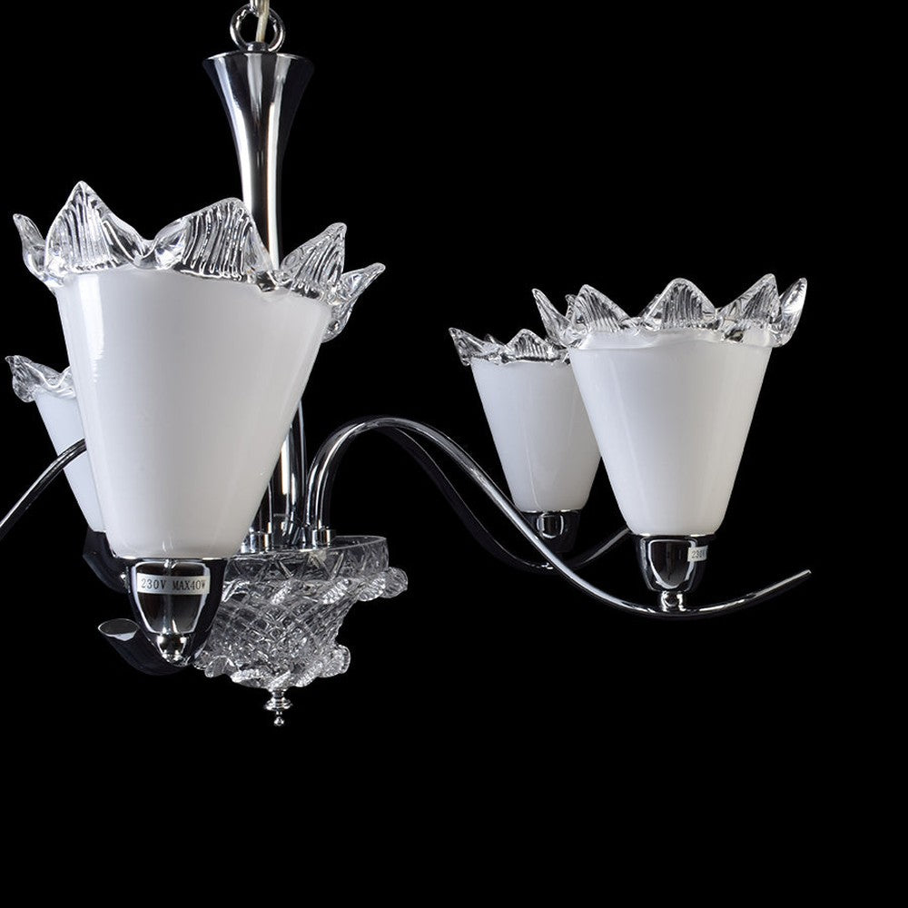 White Crystal Chandelier - 5 Lights-Starry Night