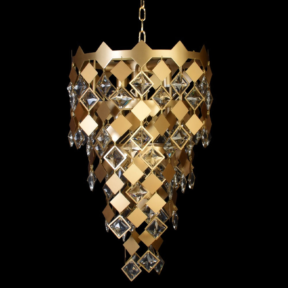 Modern Matt Gold Chandelier With Crystals - 400 mm-Starry Night
