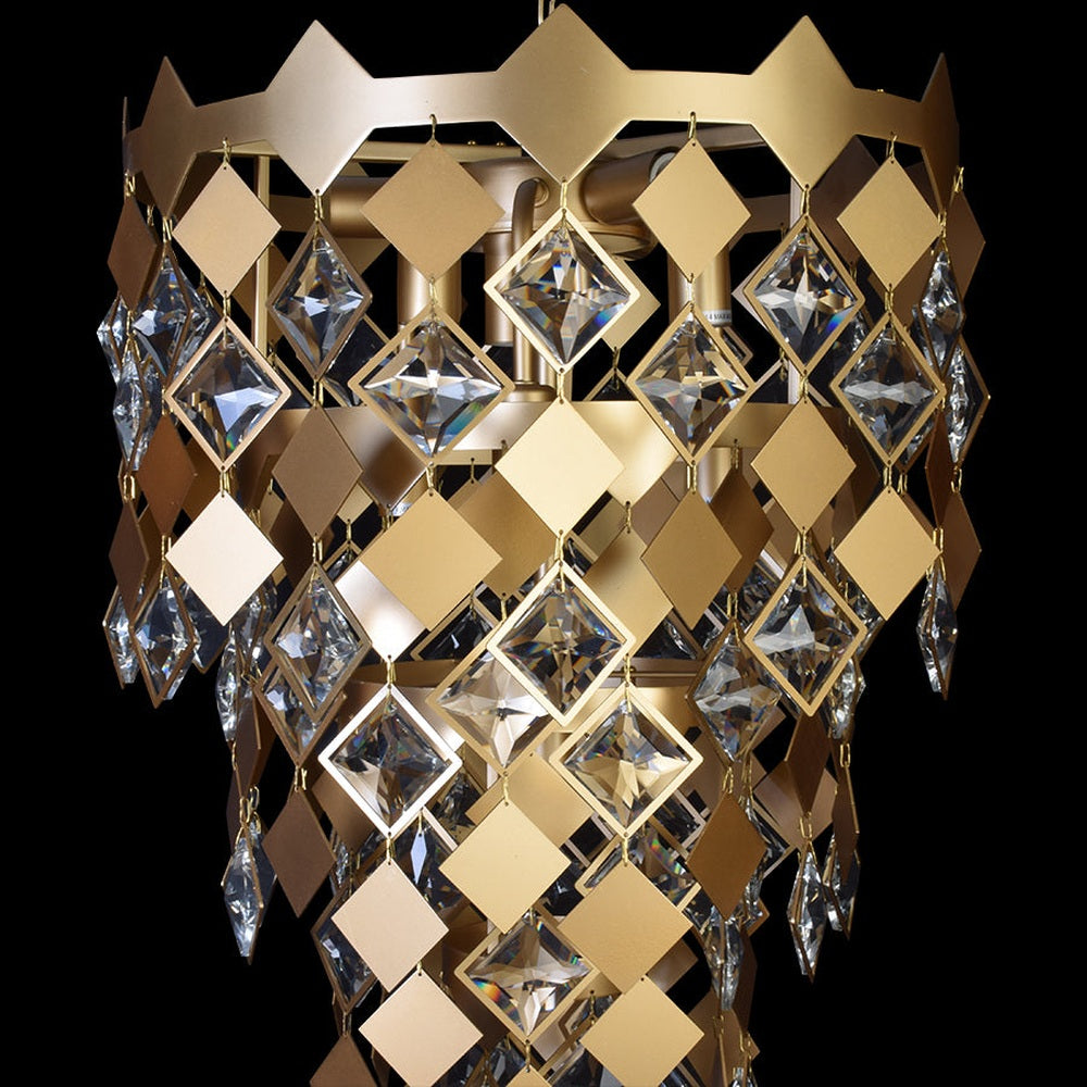 Modern Matt Gold Chandelier With Crystals - 400 mm-Starry Night