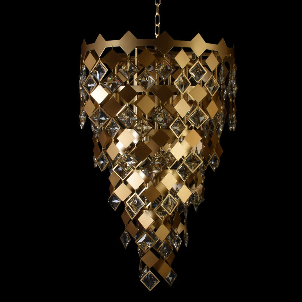 Modern Matt Gold Chandelier With Crystals - 500 mm-Starry Night