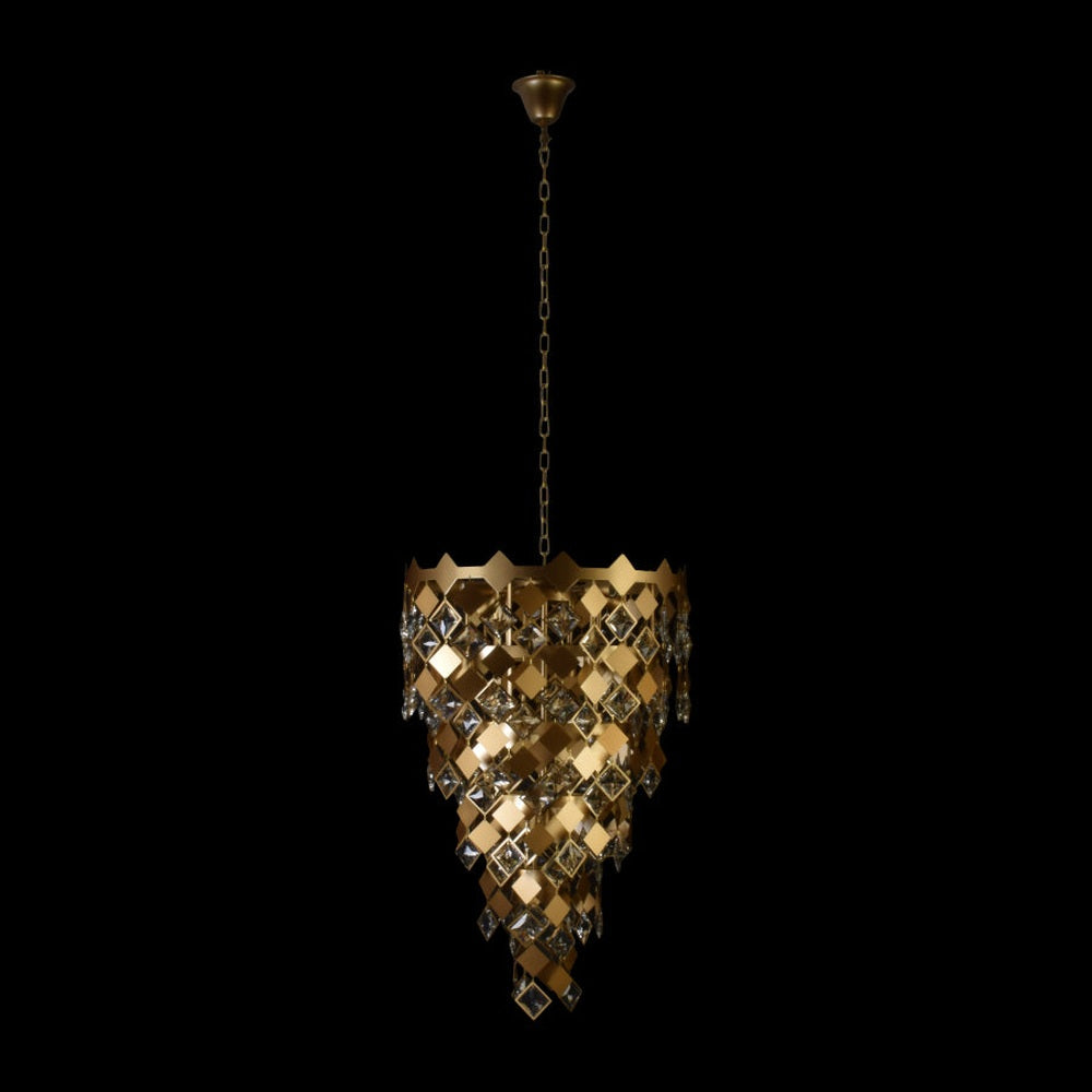 Modern Matt Gold Chandelier With Crystals - 500 mm-Starry Night