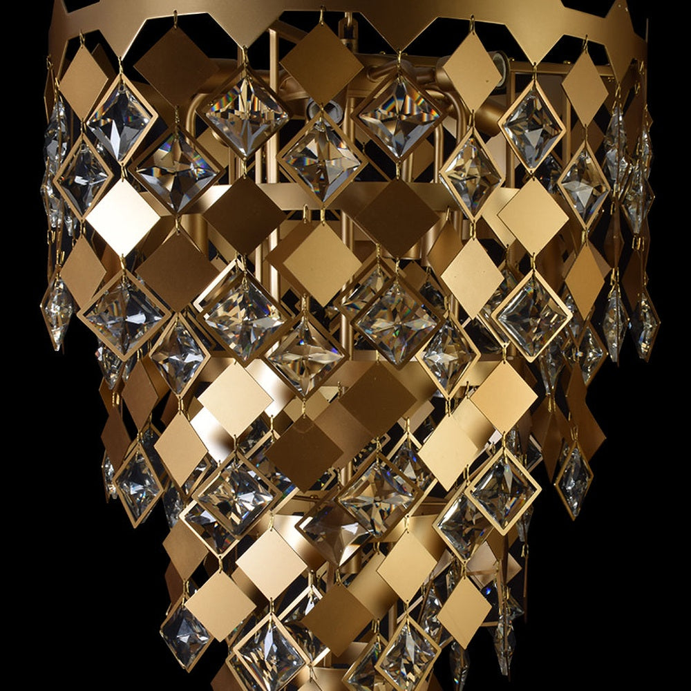 Modern Matt Gold Chandelier With Crystals - 500 mm-Starry Night