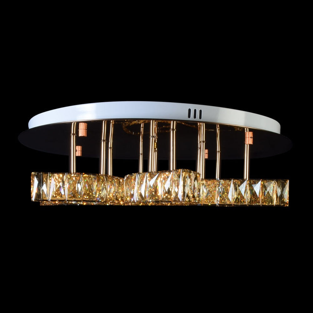 Gold With Crystals Ceiling Light - Flower Pattern-Starry Night