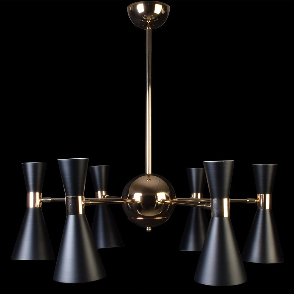 Urban Chandelier Black With Gold - 6 Lights-Starry Night