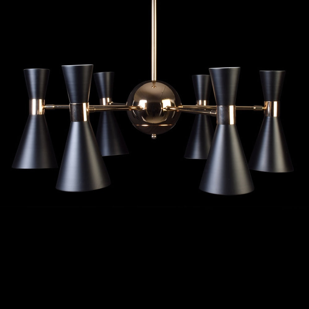 Urban Chandelier Black With Gold - 6 Lights-Starry Night