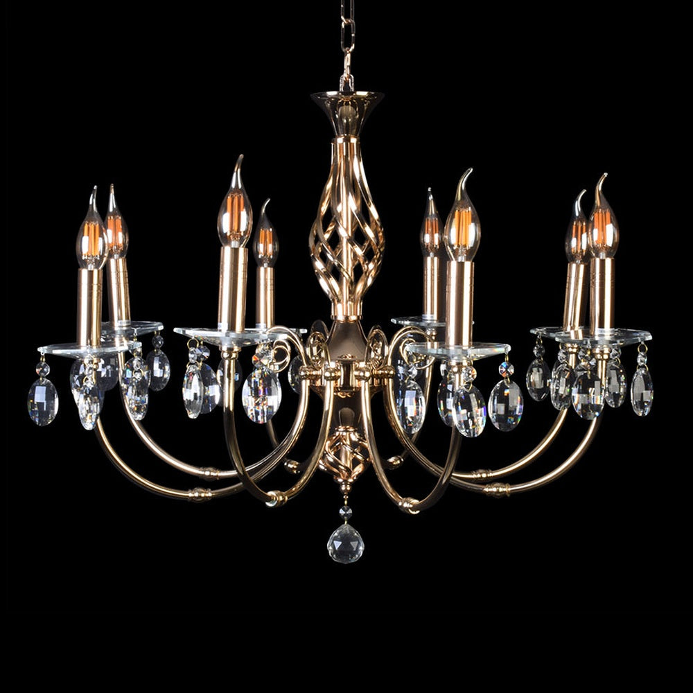 Gold Chandelier With Crystal - 8 Light-Starry Night