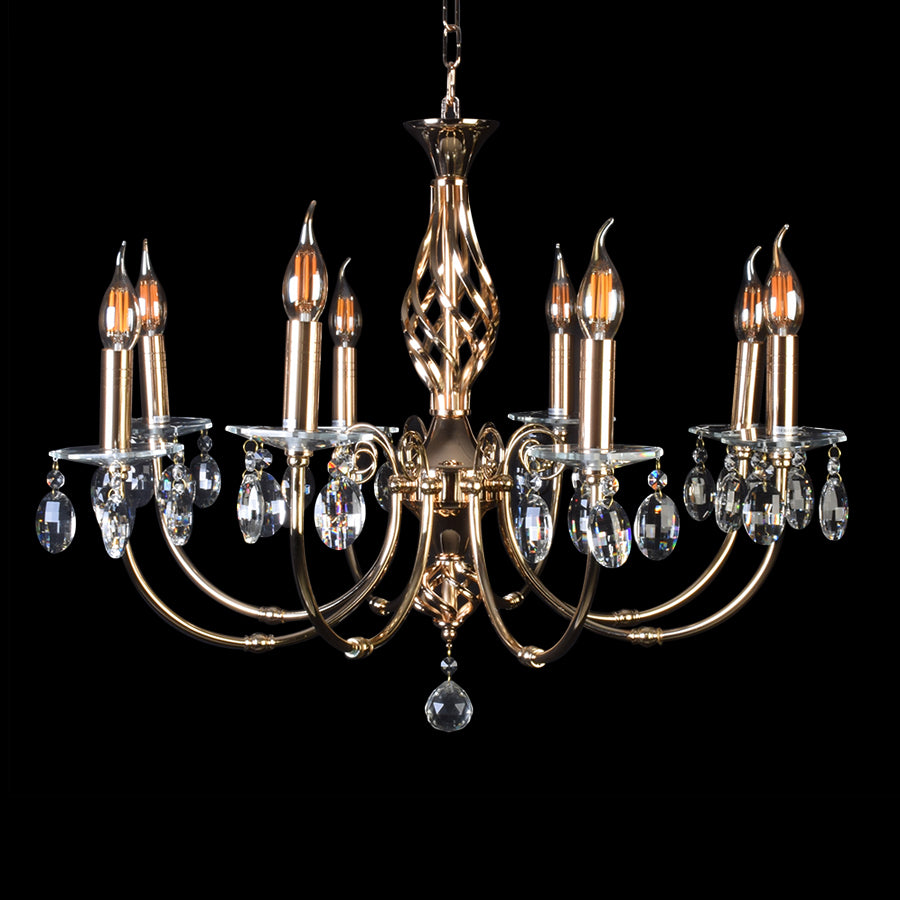 Gold Chandelier With Crystal - 8 Light-Starry Night