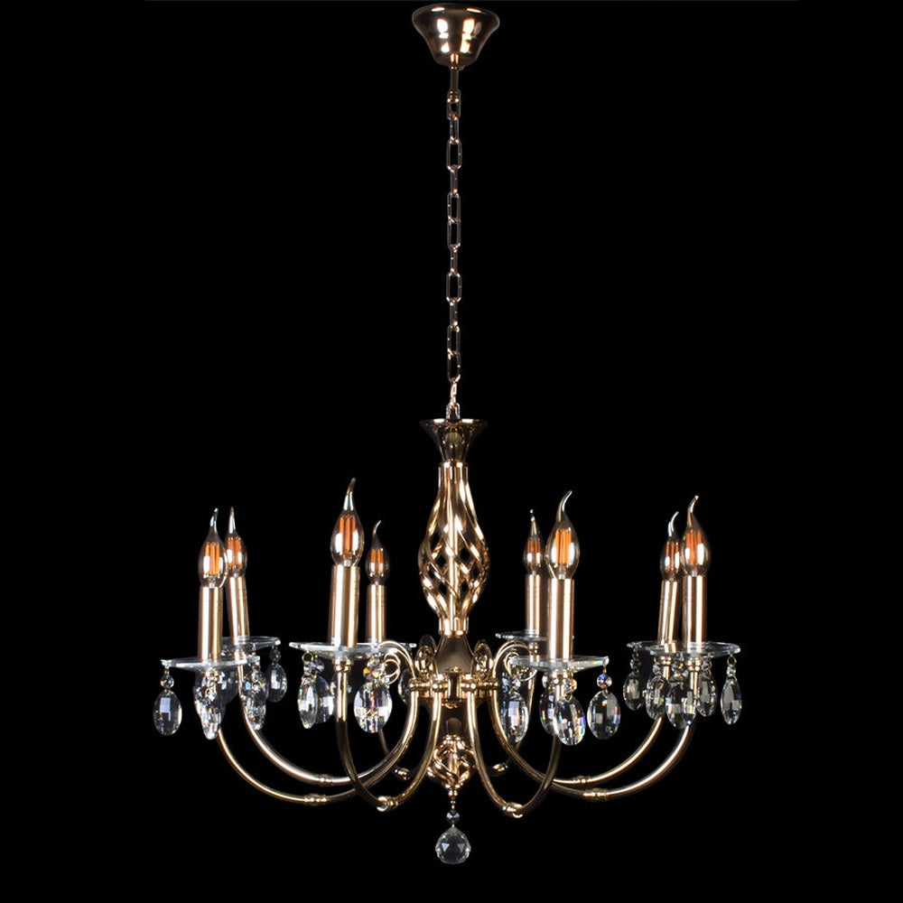 Gold Chandelier With Crystal - 8 Light-Starry Night