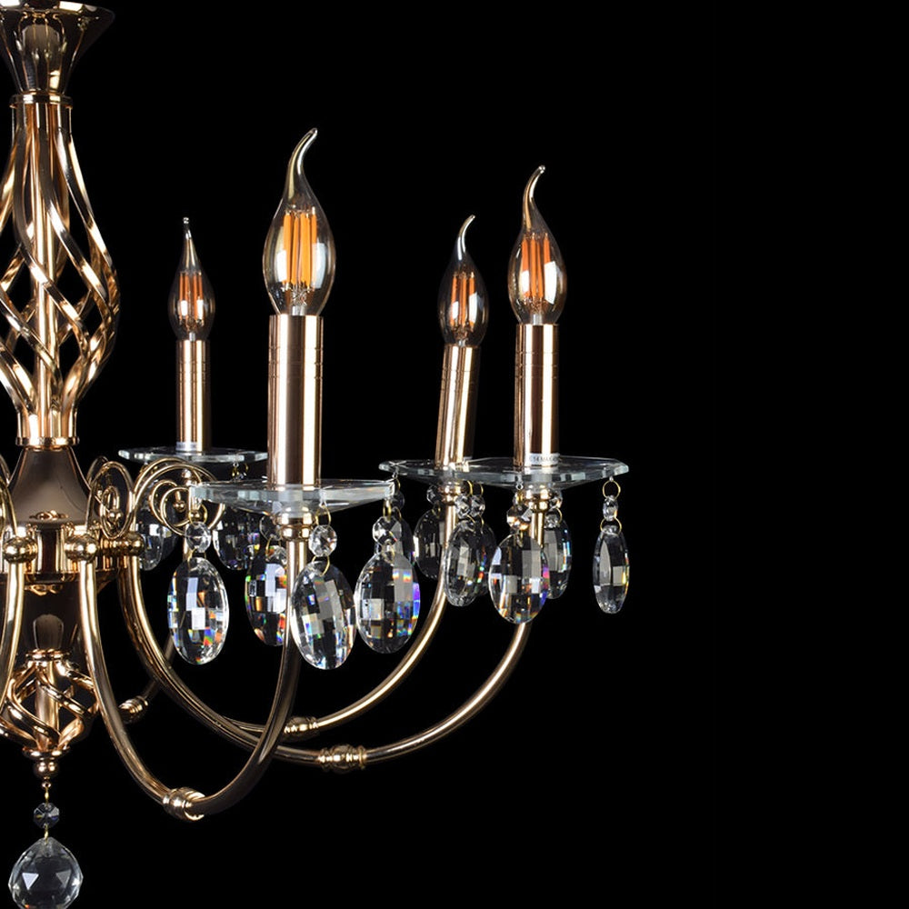 Gold Chandelier With Crystal - 8 Light-Starry Night