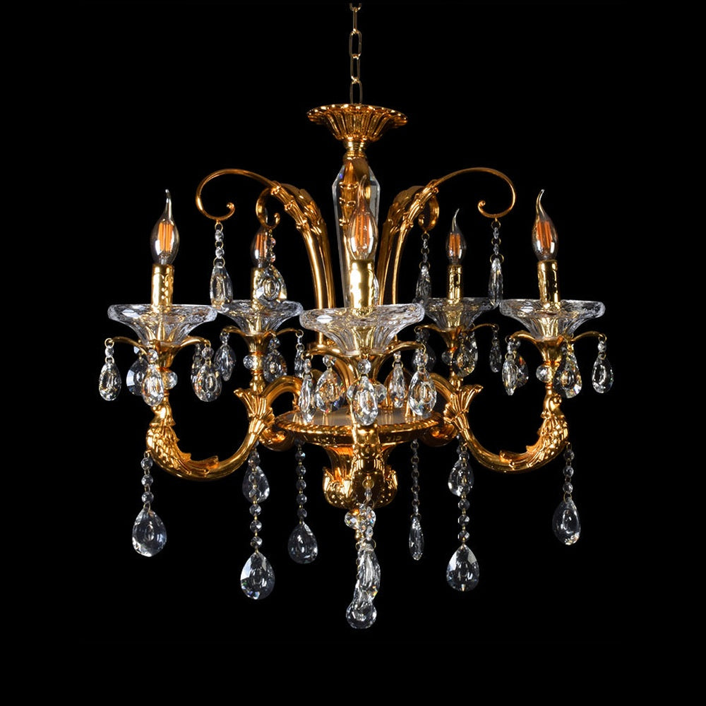 Gold Chandelier - 5 Lights-Starry Night