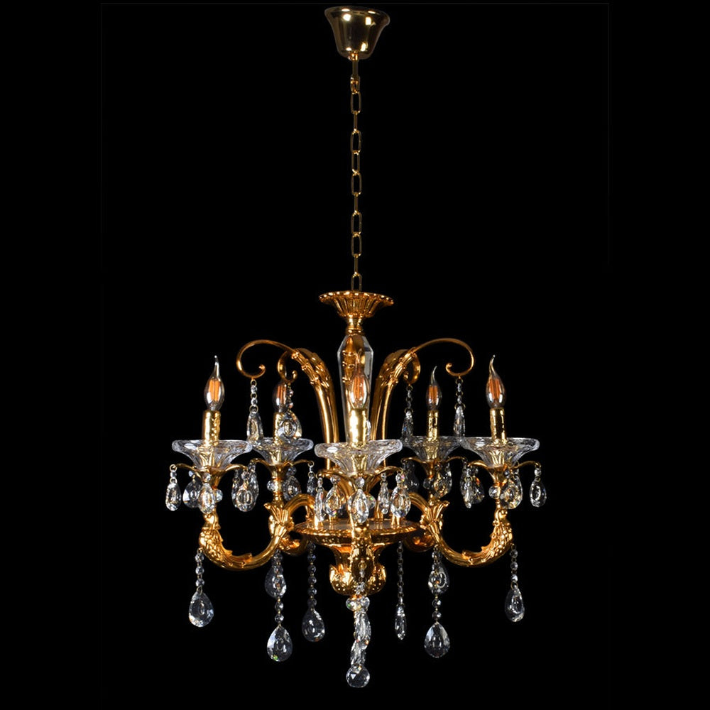 Gold Chandelier - 5 Lights-Starry Night