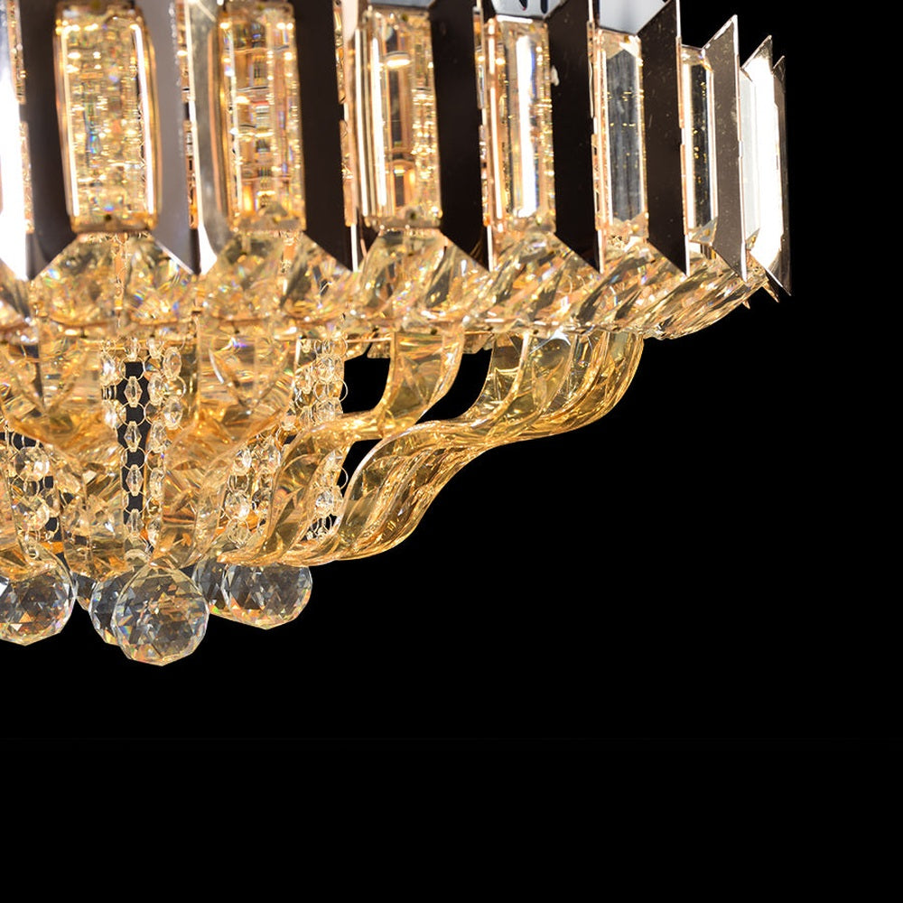 LED Ceiling Light With Gold Plates &amp; Crystals-Starry Night