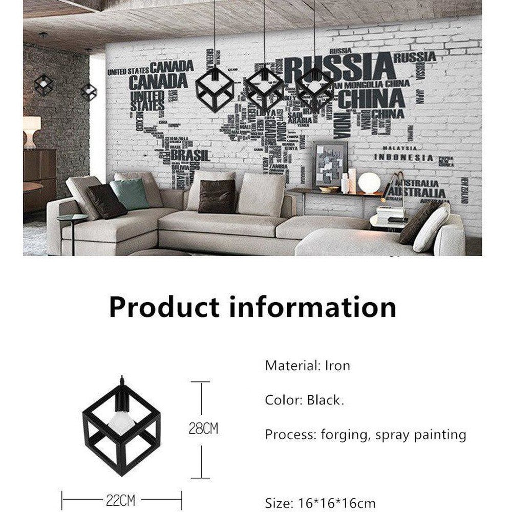 Vintage 3-Light Kitchen Island Pendant Light, Black-Starry Night