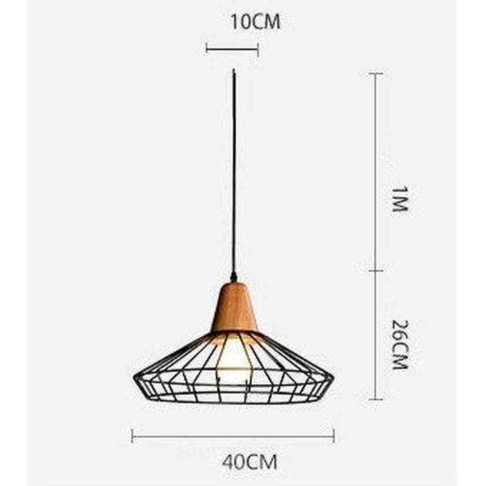 Metal Cage Pendant Light with Wood Base-Starry Night