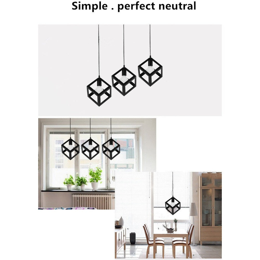 Vintage 3-Light Kitchen Island Pendant Light, Black-Starry Night