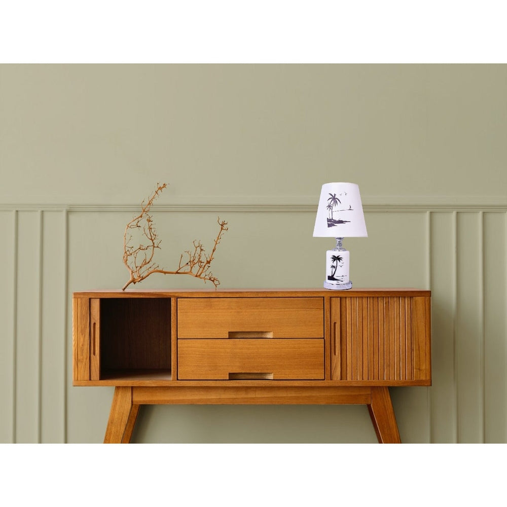 Round Table Lamp With Beach Print-Starry Night