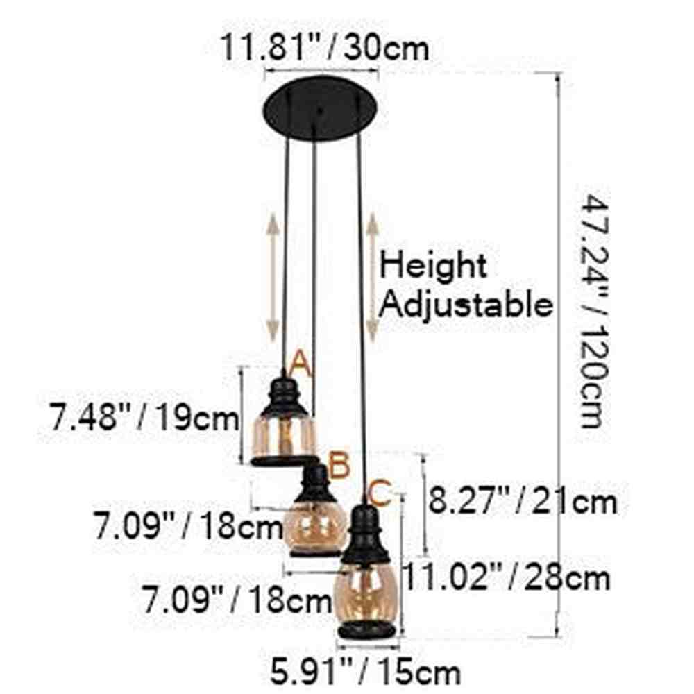 Glass Jar Pendant Light with 3 Lights Painted Finish-Starry Night