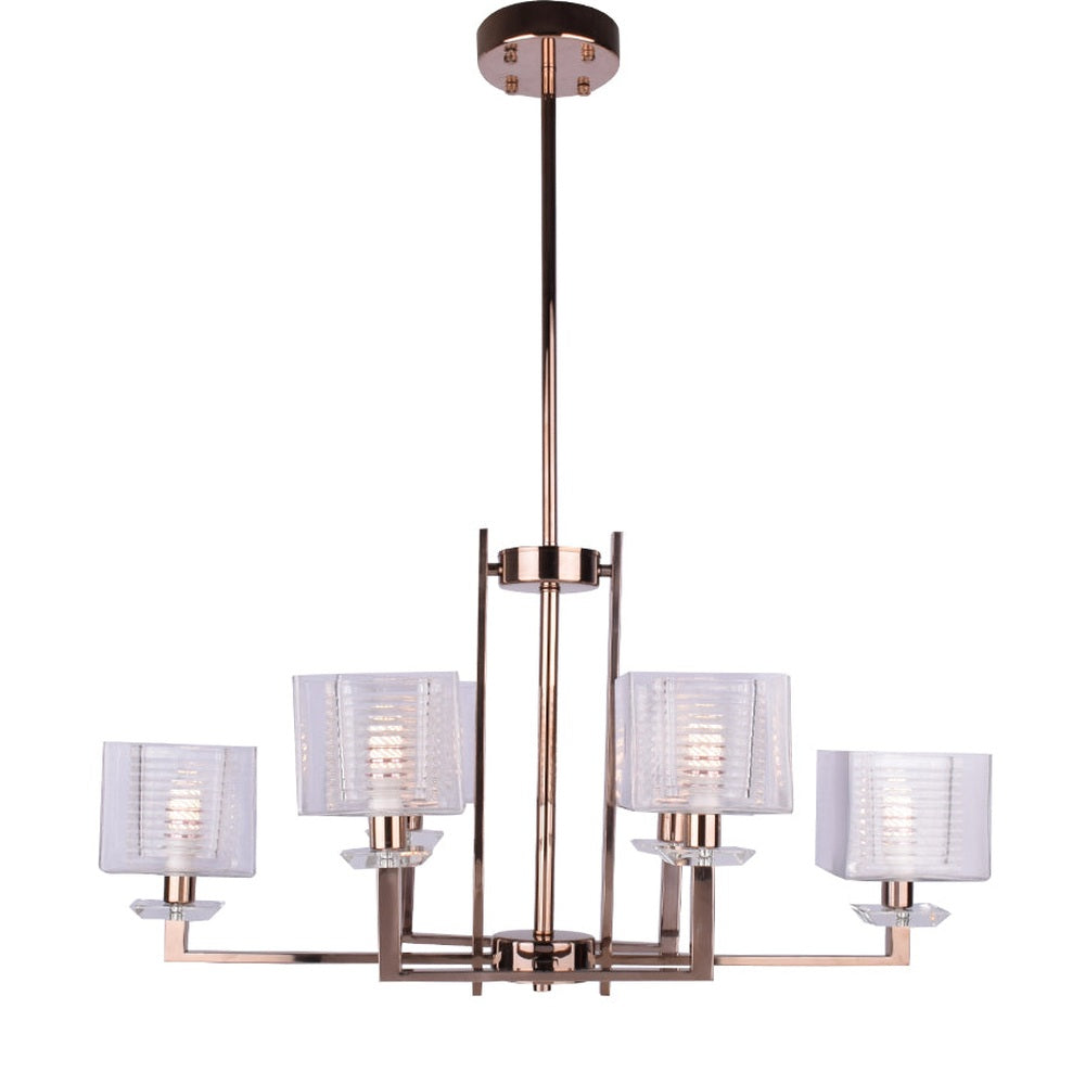 Rectangle Rose Gold Chandelier - 6 Light