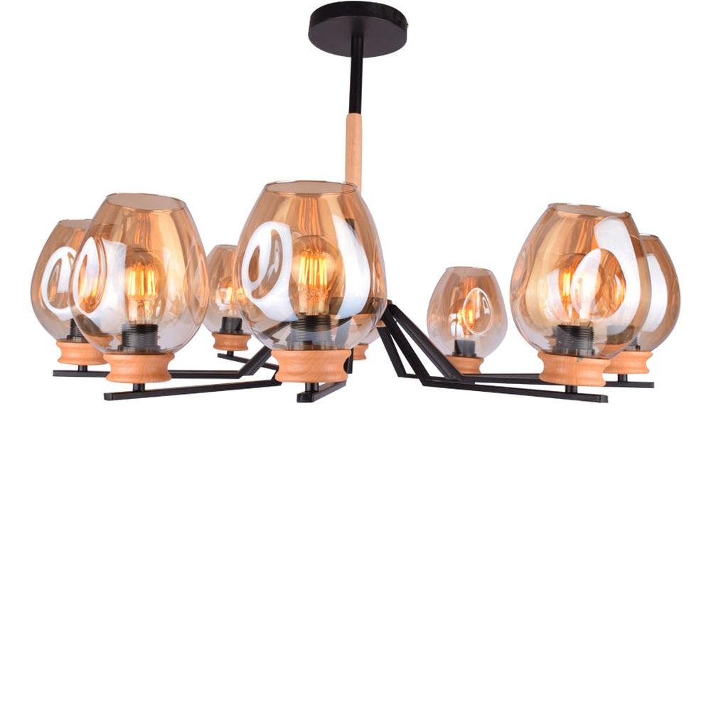 Modern Chandelier 10 Lights with Glass Shades