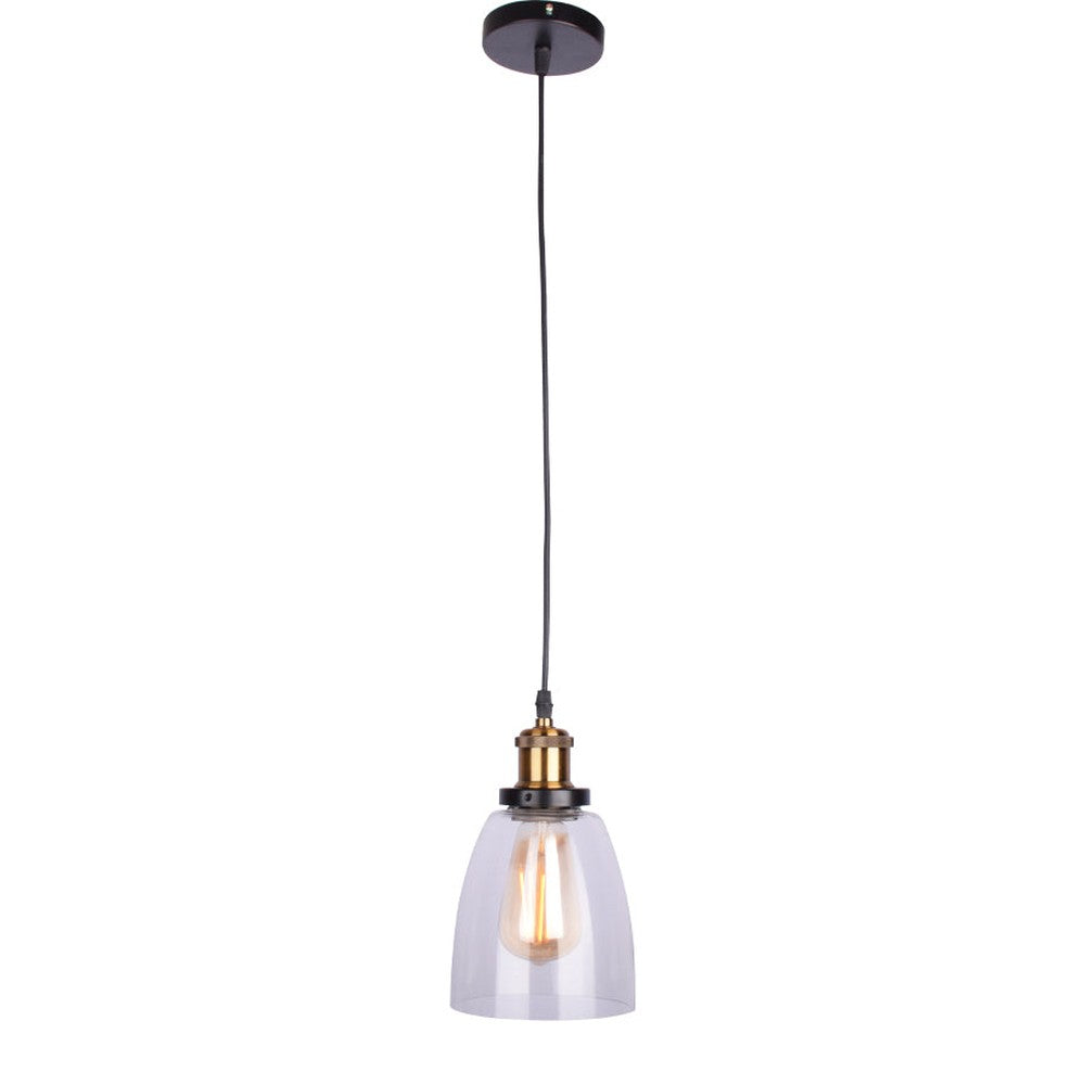 Bronze Metal Pendant Light with Glass Shade