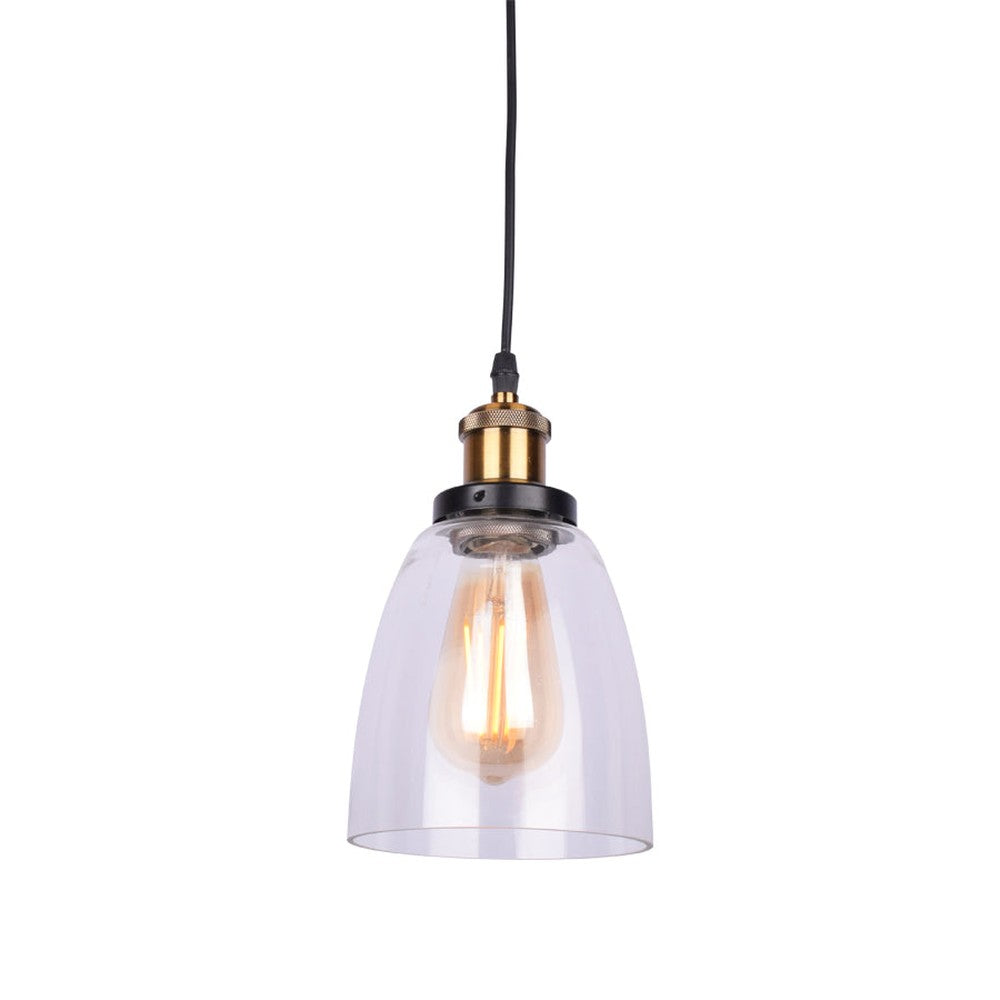 Bronze Metal Pendant Light with Glass Shade