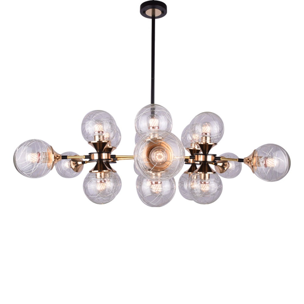 Black and Gold Globe Chandelier, 18 Bulbs