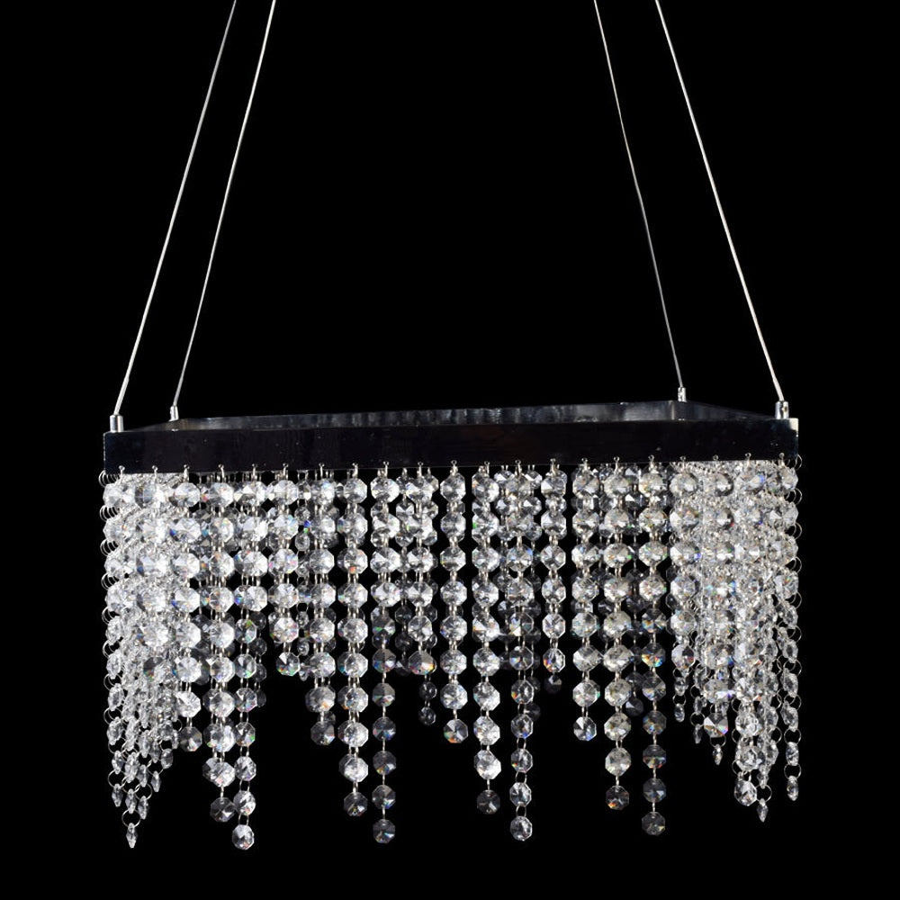 Square Chrome LED Chandelier With Crystal Droplets-Starry Night