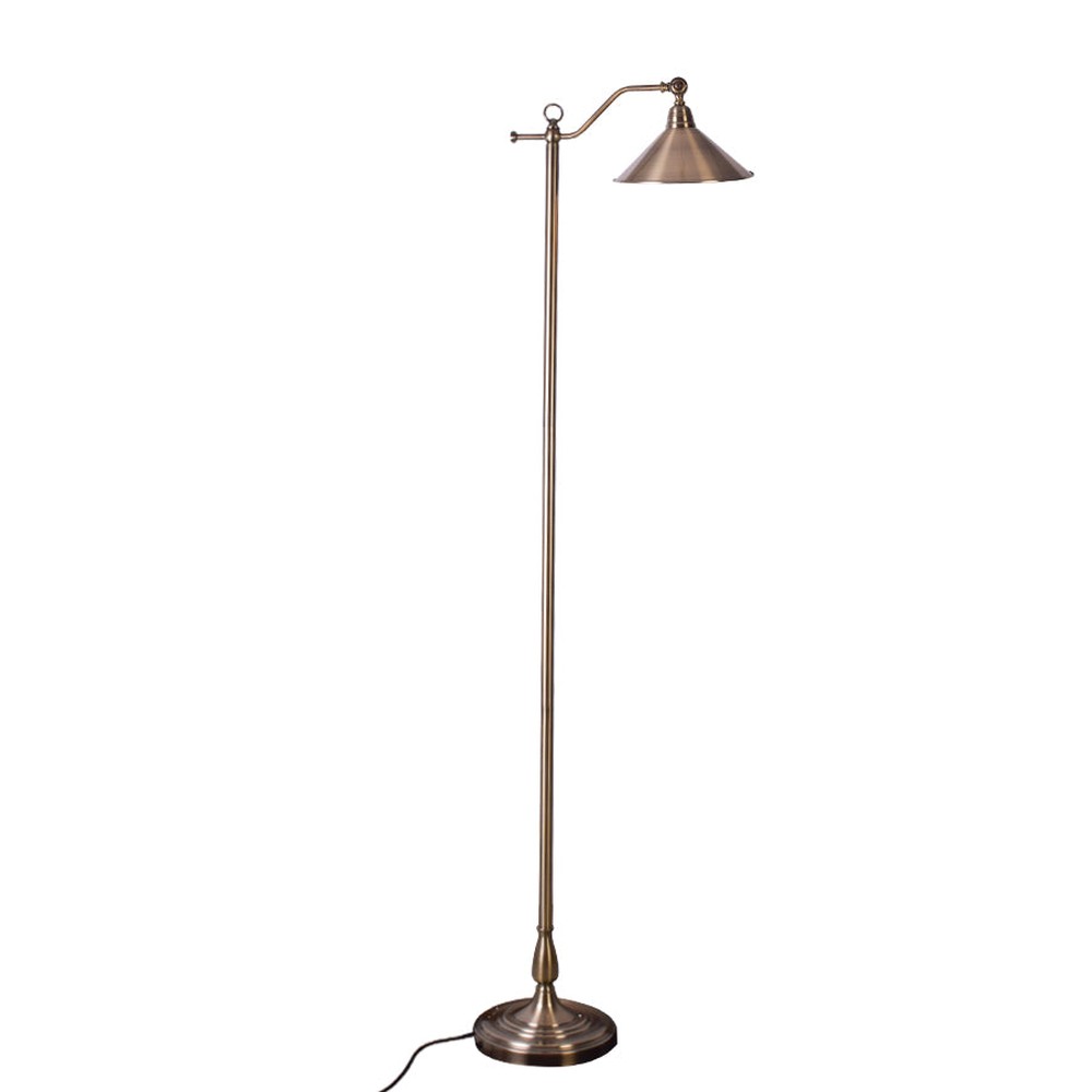 Mid-Century Aged Silver Reading Floor Lamp