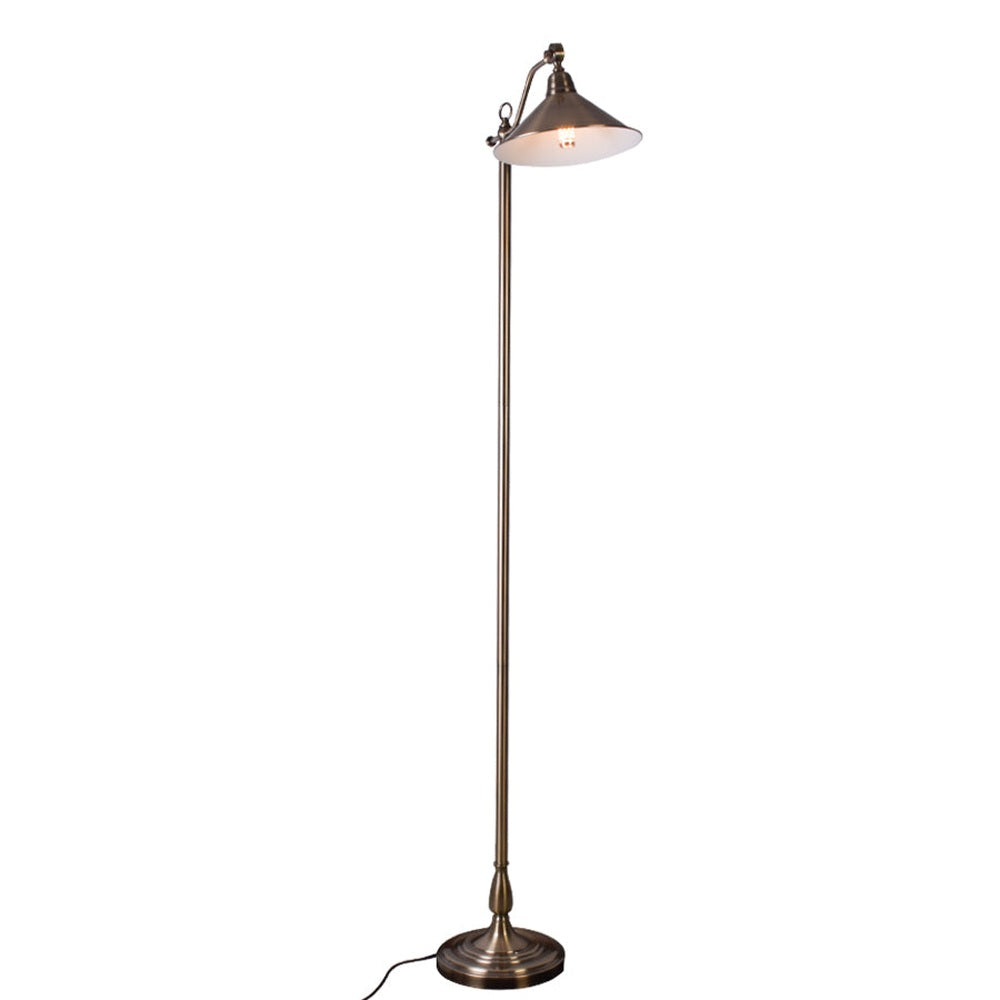 Mid-Century Aged Silver Reading Floor Lamp