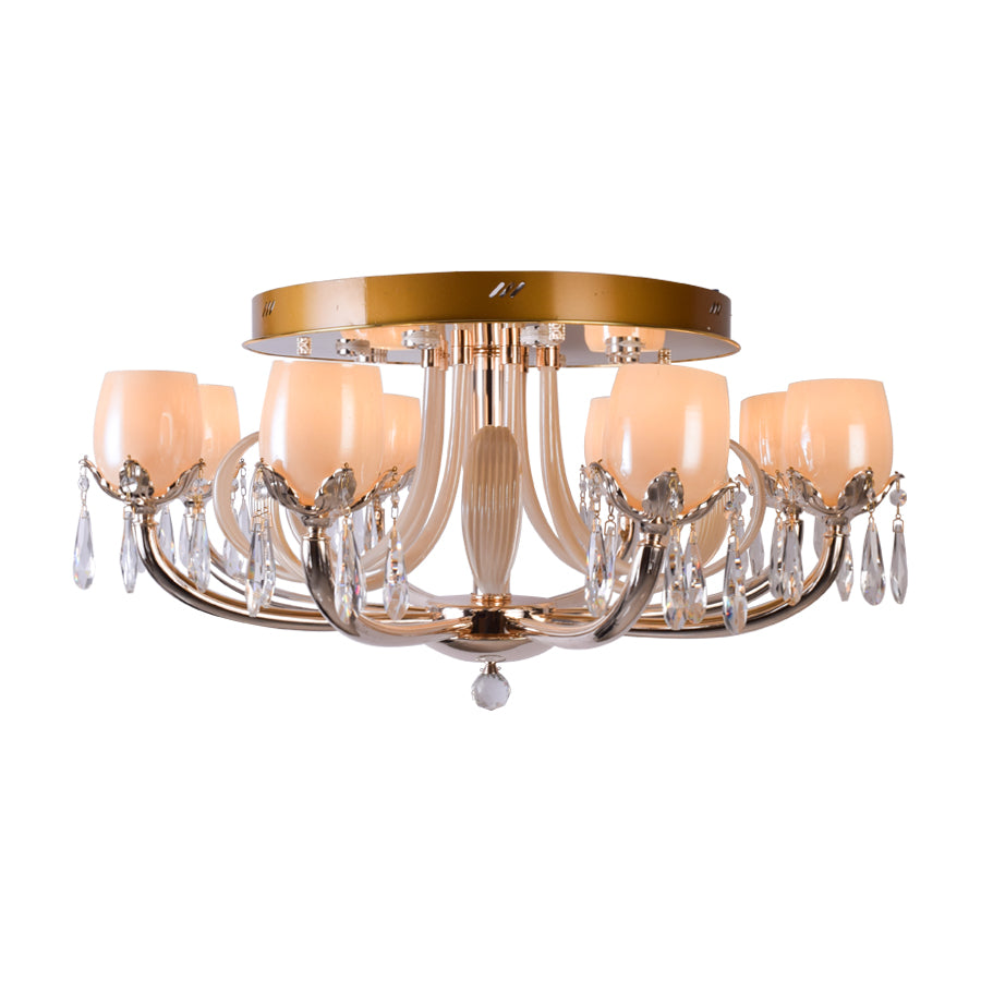 Flower Chandelier With 8 Glass Shades