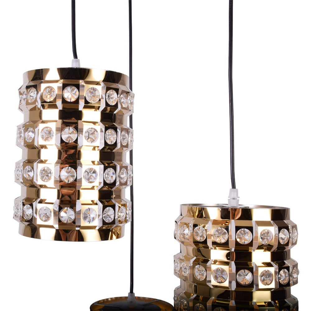 Round Crystal Gold Pendant Light Set