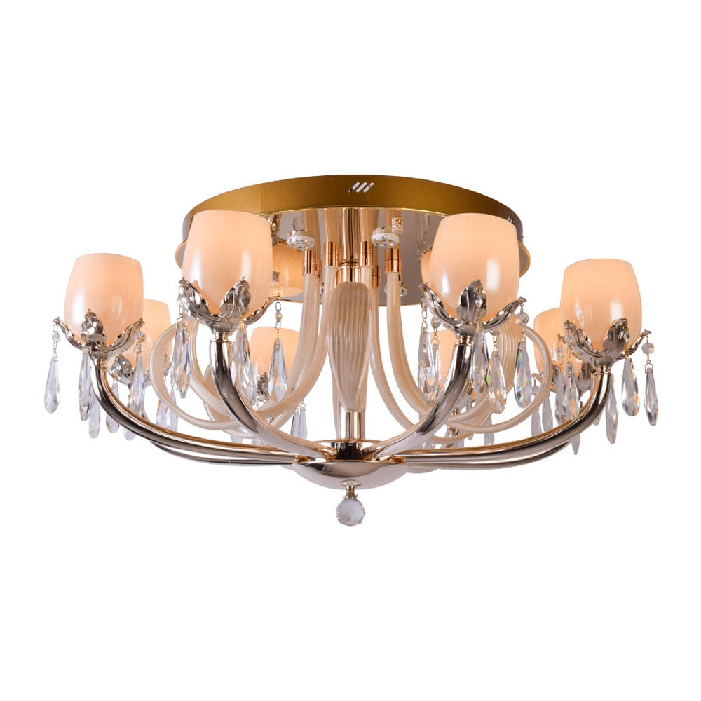 Flower Chandelier With 8 Glass Shades