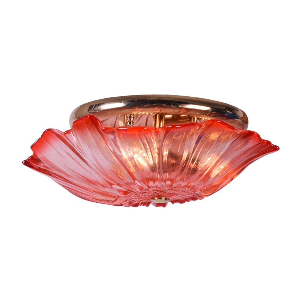Flower Crystal Glass Ceiling Light, Red