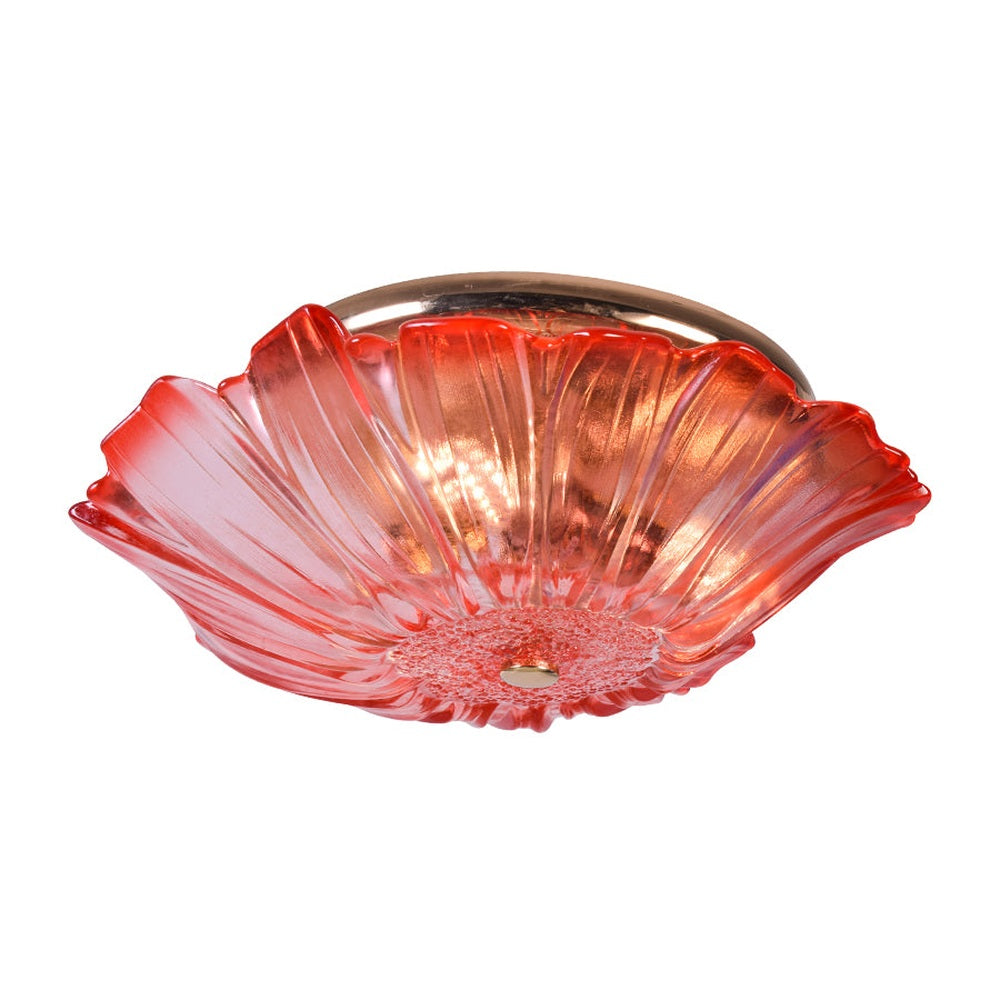 Flower Crystal Glass Ceiling Light, Red