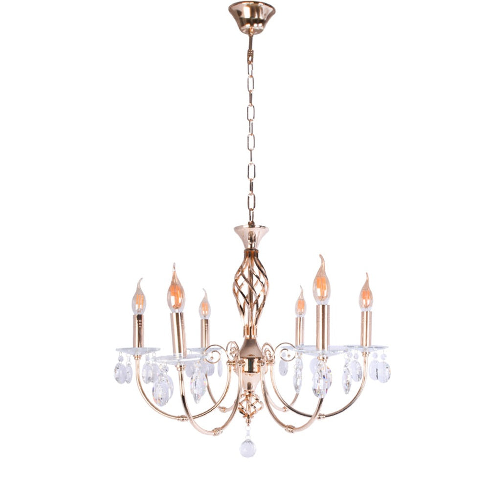 Gold Chandelier With Crystal - 6 Light-Starry Night