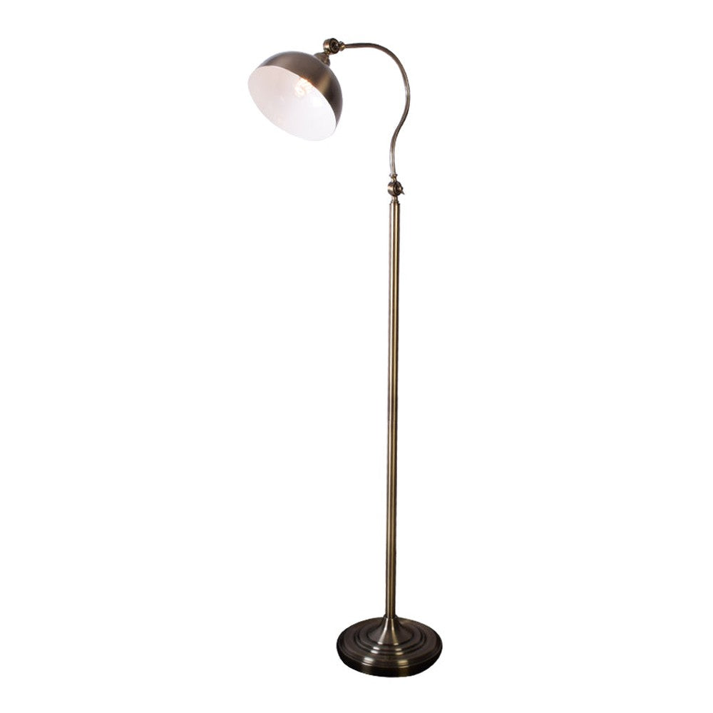 Mid-Century Bronze Floor Lamp (Round Shade)