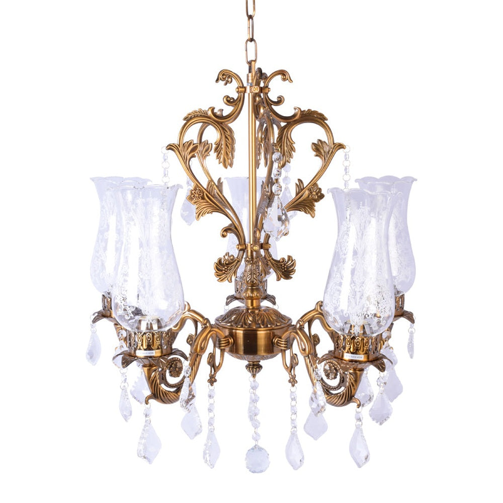 Antique Gold Crystal Chandelier - 5 Light-Starry Night