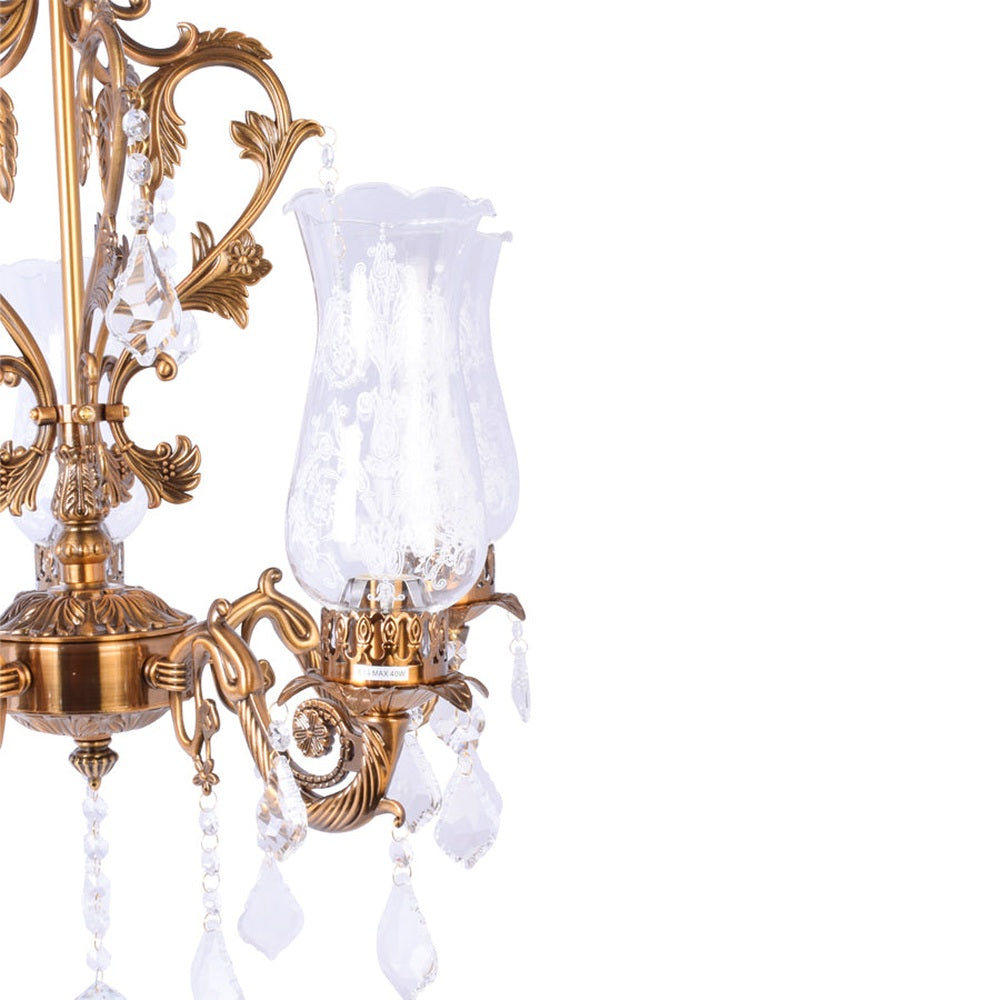 Antique Gold Crystal Chandelier - 5 Light-Starry Night