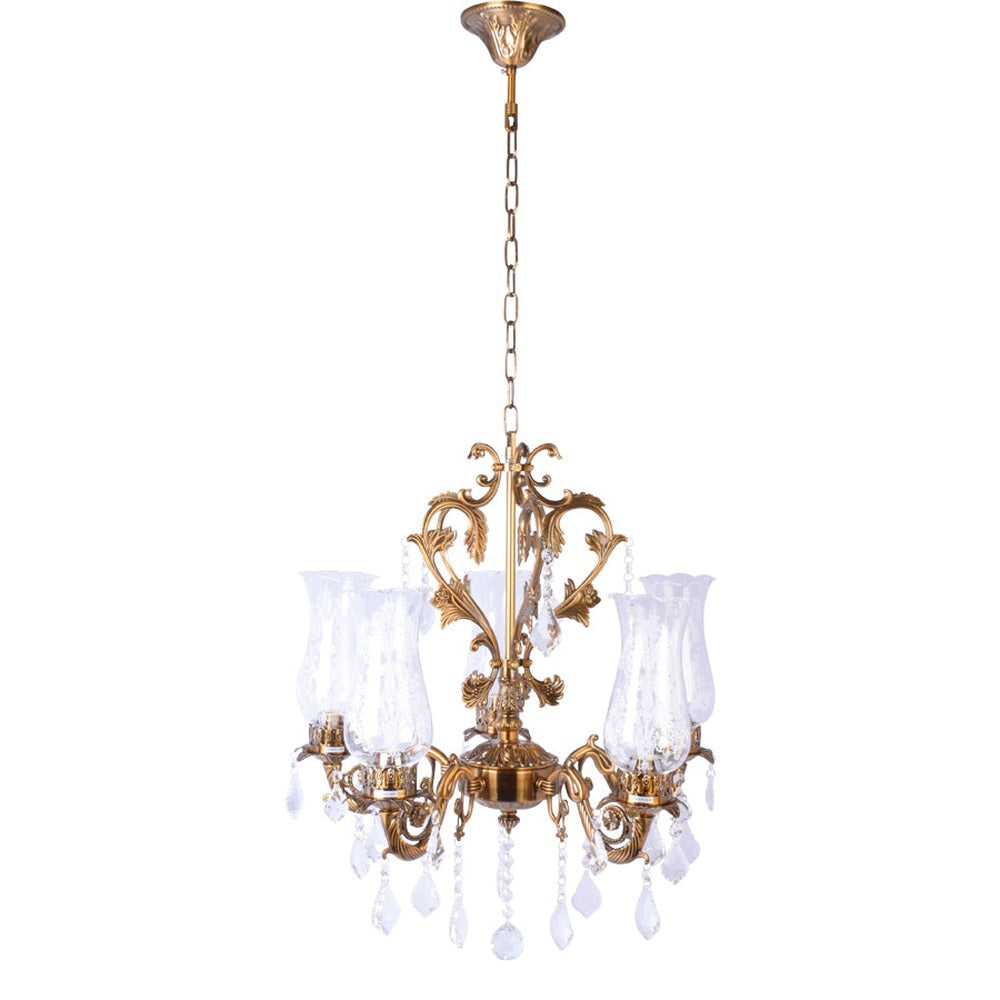 Antique Gold Crystal Chandelier - 5 Light-Starry Night