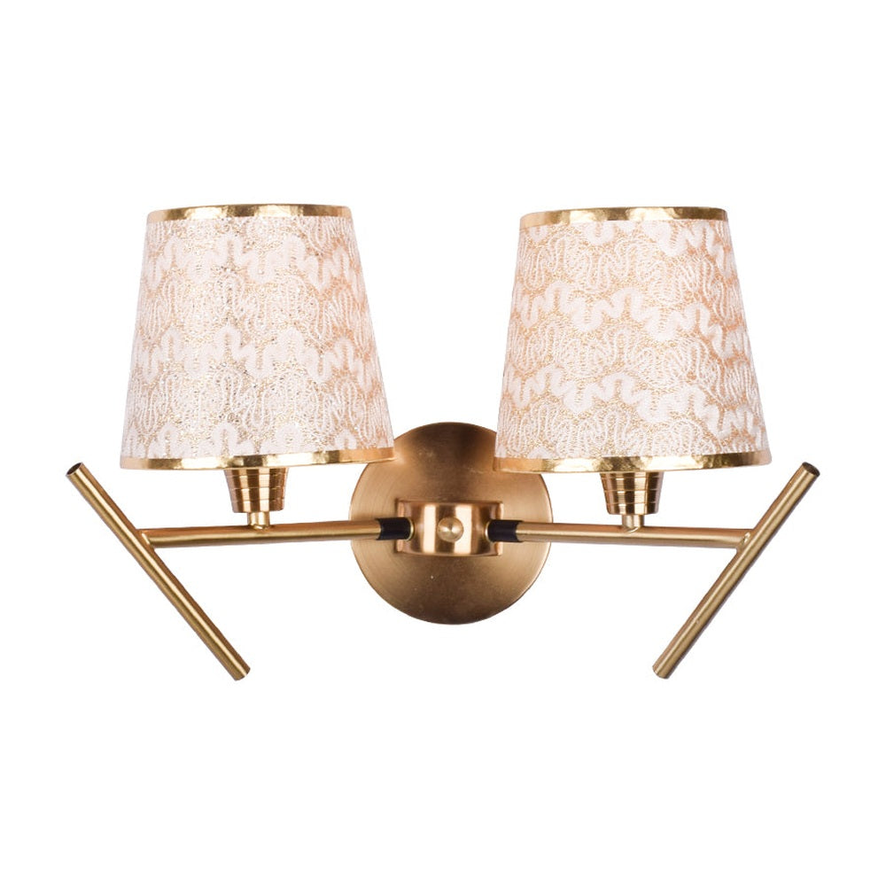 Elegant Gold Arm Wall Light - 2 Light