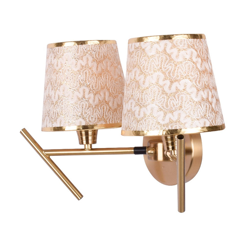 Elegant Gold Arm Wall Light - 2 Light