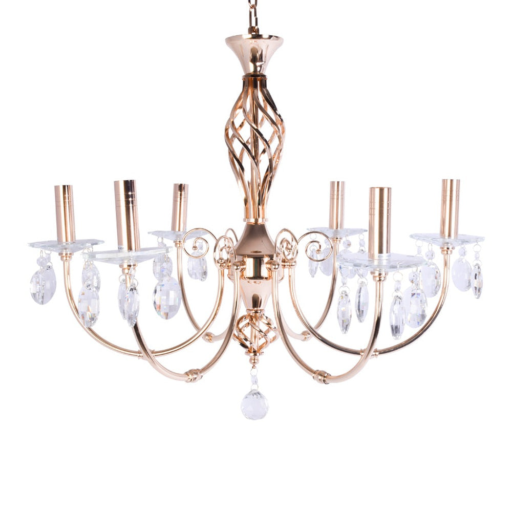 Gold Chandelier With Crystal - 6 Light-Starry Night