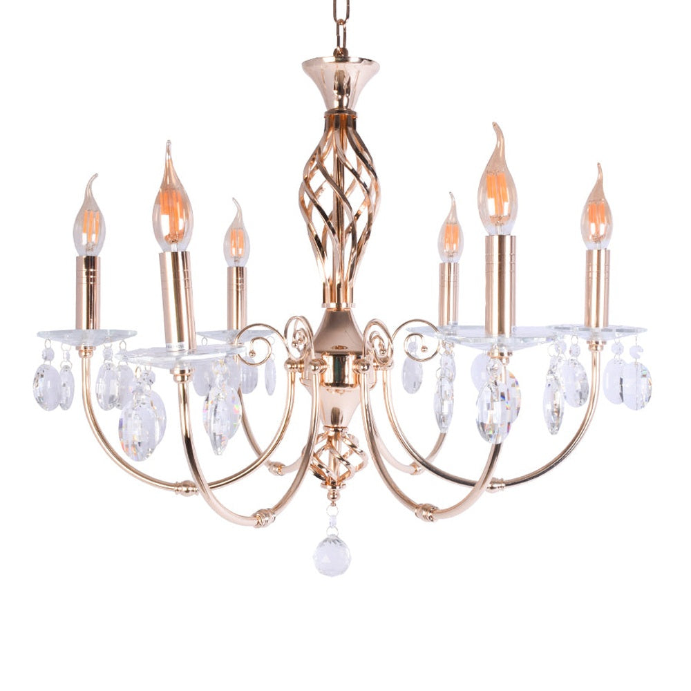 Gold Chandelier With Crystal - 6 Light-Starry Night