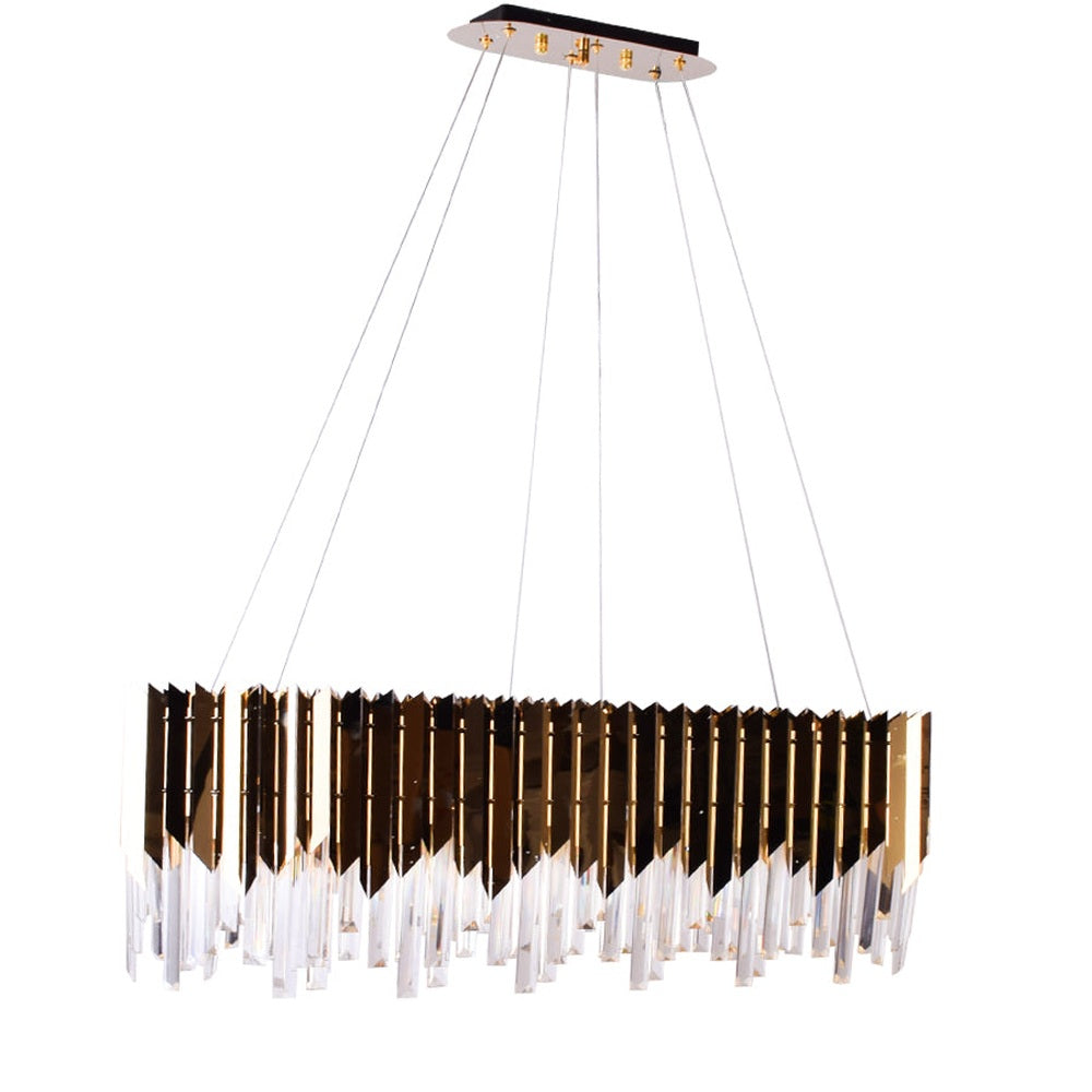 Gold Plates Rectangle LED Chandelier