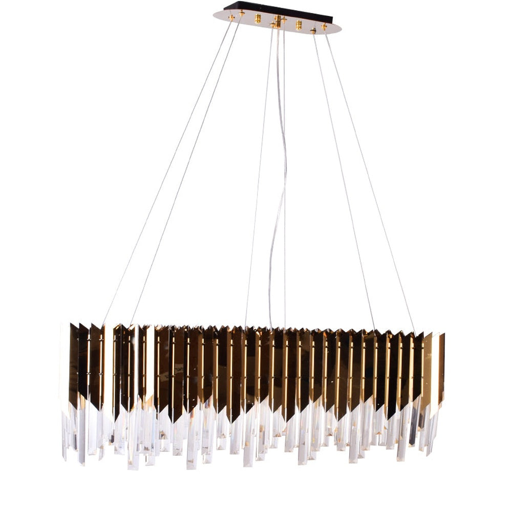 Gold Plates Rectangle LED Chandelier